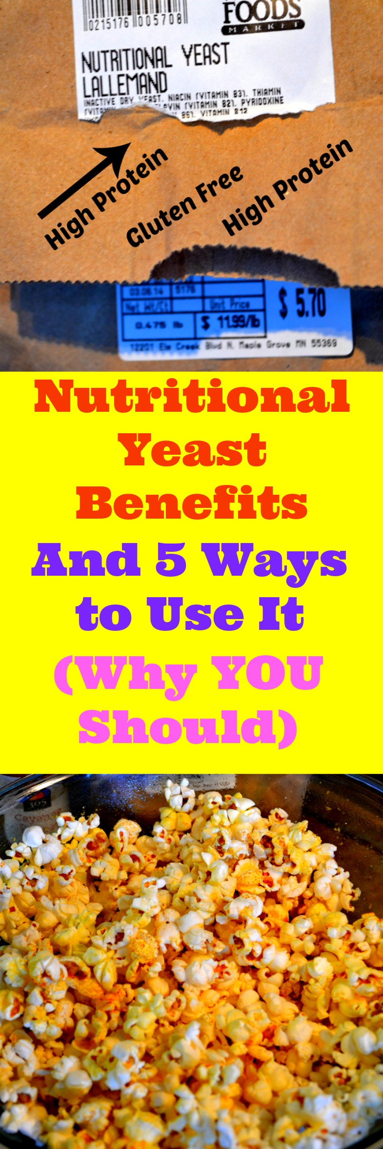 You must learn about Nutritional Yeast Benefits and what it can do for your health. Nutritional Yeast can replace Parmesan cheese in a pinch and tastes very similar. Surprisingly high in protein with unexpected flavors. Certified Gluten-Free and now sold in most markets. Tastes great on popcorn, pizza, cauliflower, added into soup, is Vegan and vertually calorie free, making it great for weight loss.