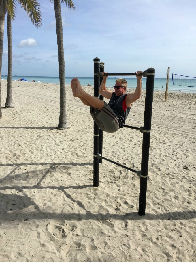 2Working out on beach