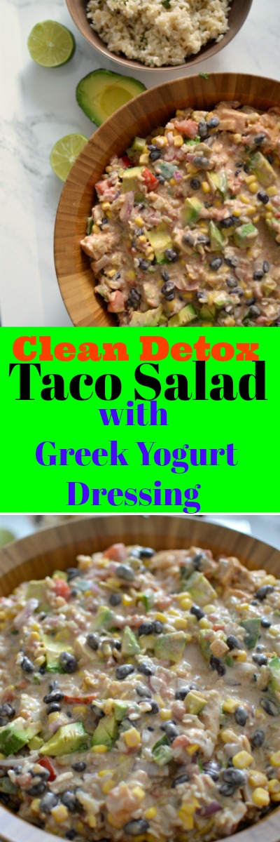 You must try this refreshing clean eating detox taco salad that is actually so darn tasty you won't believe how beneficial this salad is for your health. This is a colorful dish that will immediately become a family favorite. Using simplistic ingredients does not compromise the taste! You will be delighted with this clean taco salad. 