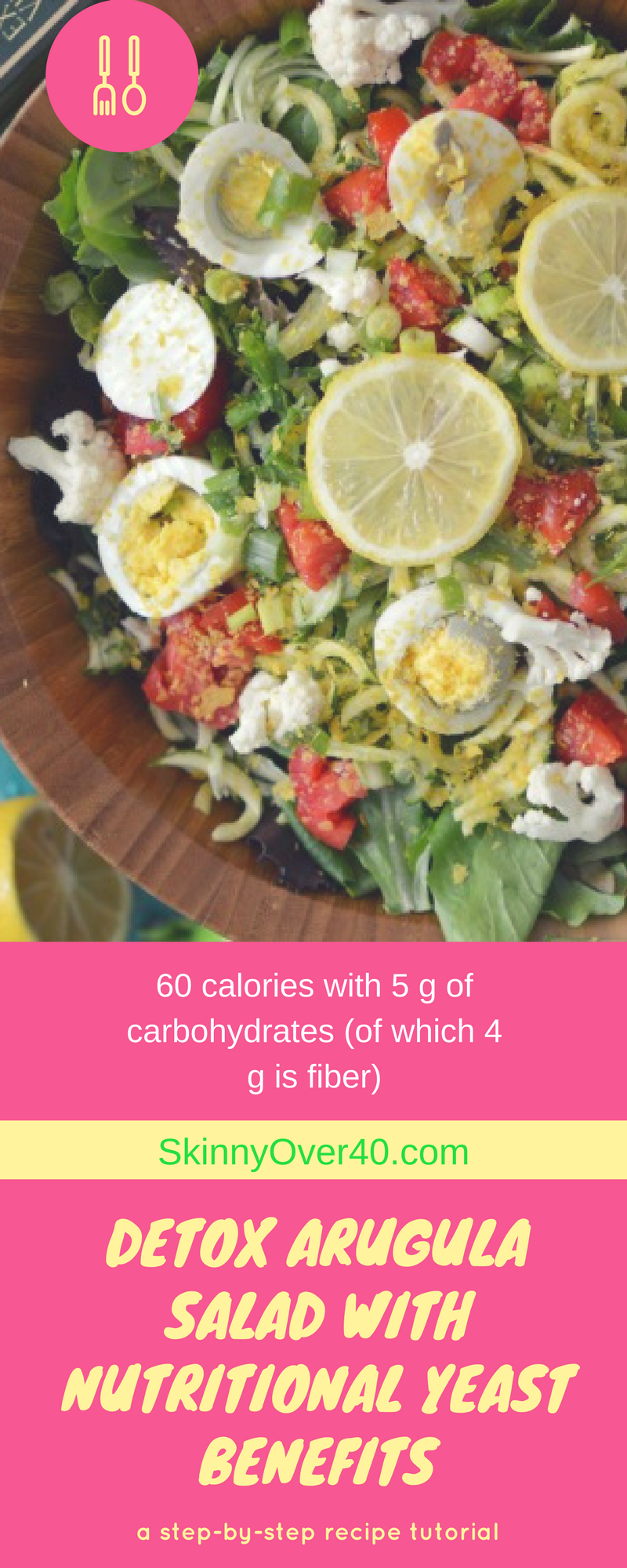 Detox salad with Nutritional Yeast Gluten Free low calories, low carbs, high fiber, high protein, lose weight the easy way.