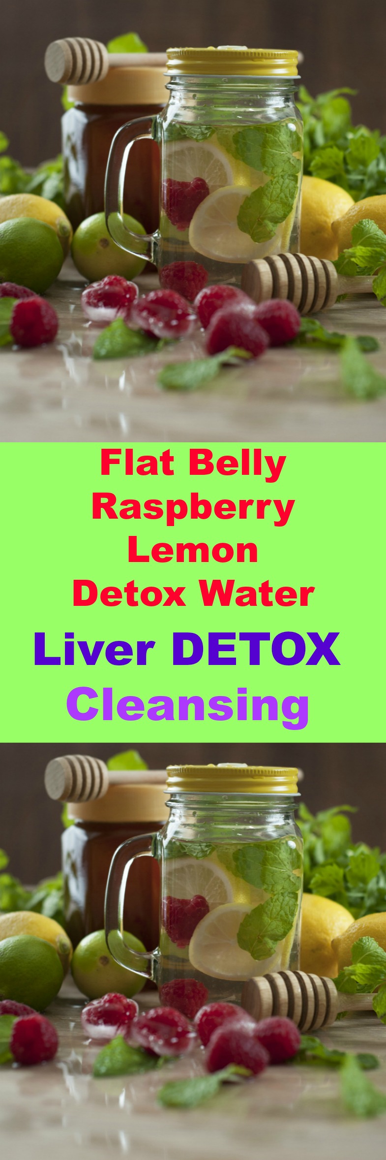 Flat Belly Raspberry Lemon Detox Water to help you with belly bloat! Drink this all day to help flush those toxins from your kidneys, liver, and colon.