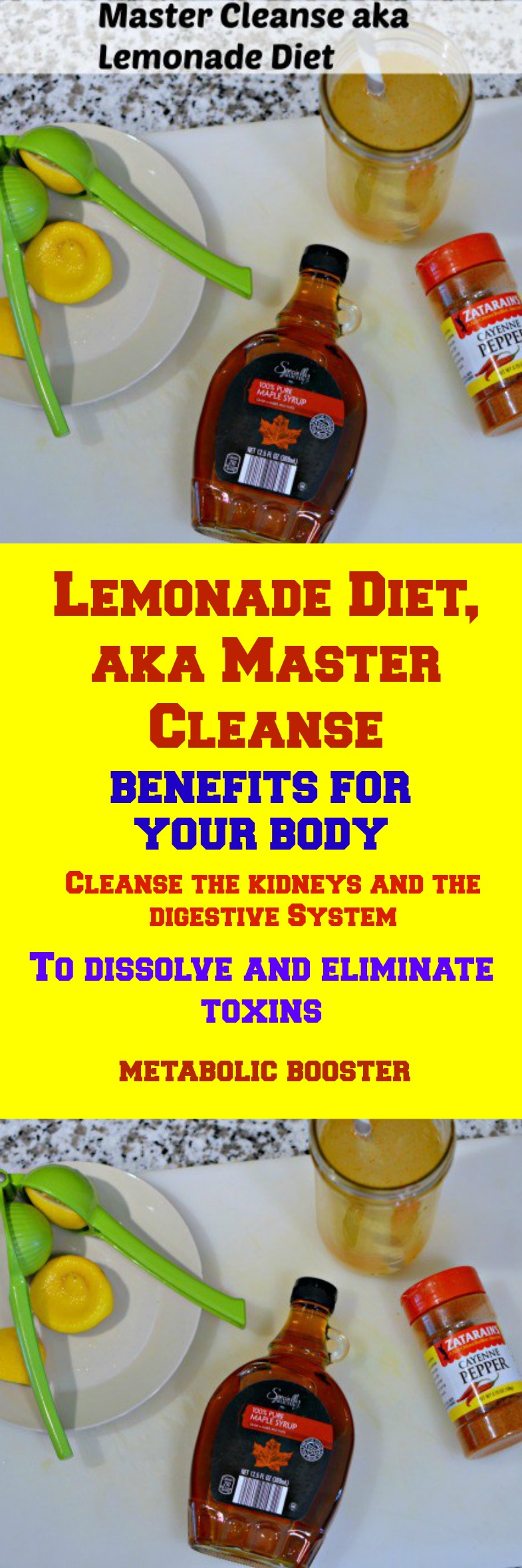 The Lemonade Diet, aka Master Cleanse, is a liquid-only diet drinking three things: a lemonade-like beverage, salt-water drink, and herbal laxative tea. What will happen after the ten days you drink this?  You will flush out toxins.