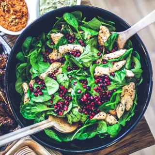 Spinach Chicken Pomegranate Salad